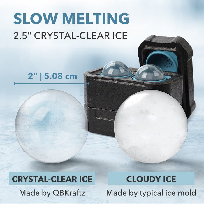 HAVOER Crystal Clear Ice Ball Maker Mold - Slow Melting Clear Sphere Ice Cube Maker - Flexible Silicone Clear Round Ice Cube Maker - Make 2.5 inch